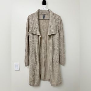 Long tan knit cardigan
